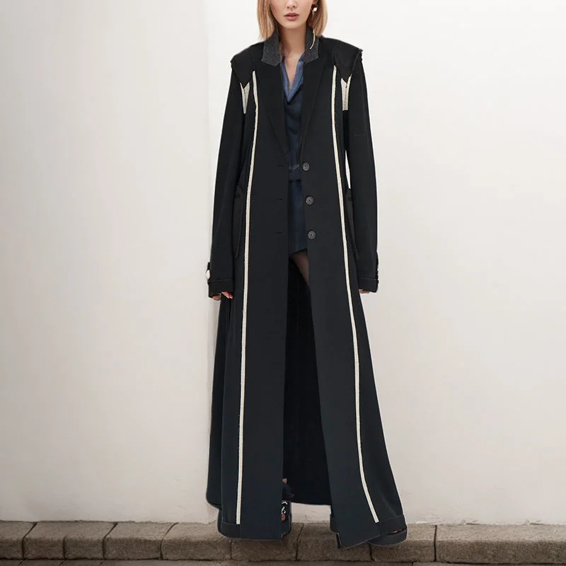 Fashionable and versatile Designed Fashion Turnover Collar Long Overcoat for Women