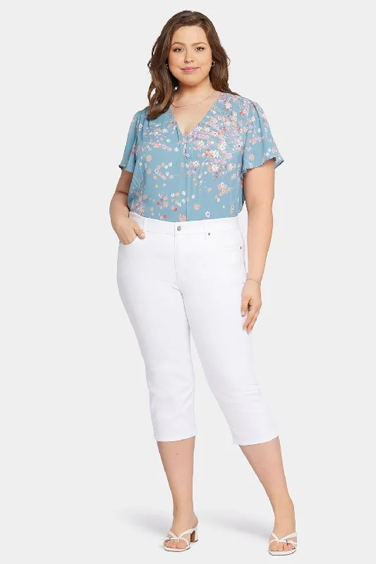 Retro Woolen Jacket Waist-Match™ Slim Straight Crop Jeans In Plus Size - Optic White