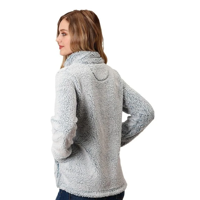 Low-key Luxury Roper Western Sweatshirt Womens Fleece Zip Aqua 03-098-0250-7118 BU