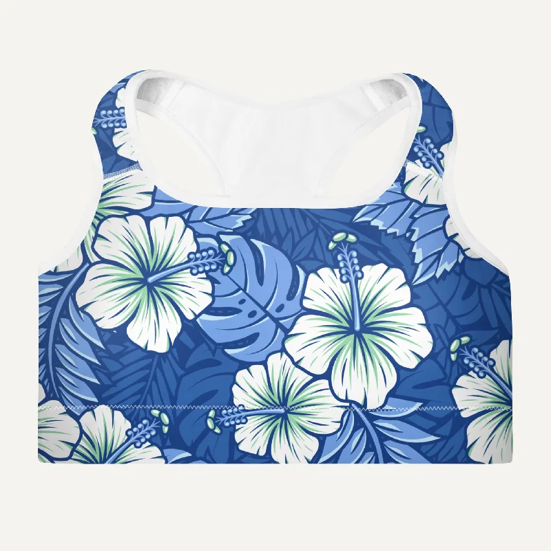 Wandering freely Hawaiian Aloha Blue Padded Sports Bra