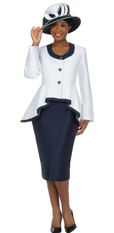 Innovative Design Giovanna Church Suit G1167-White/Navy