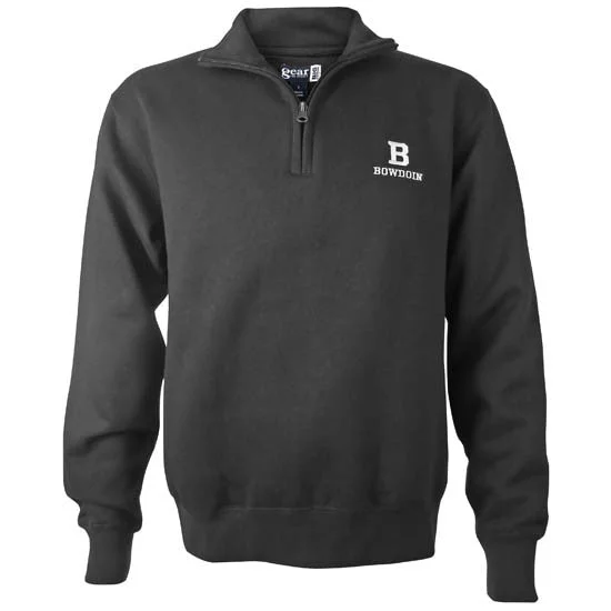 Affordable selection Big Cotton ¼-Zip with Embroidered B & Bowdoin