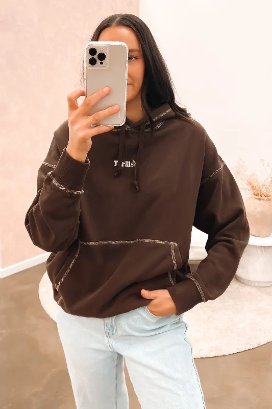 Mid-length Style Thrills Workwear Embro Fleece Hood Umber