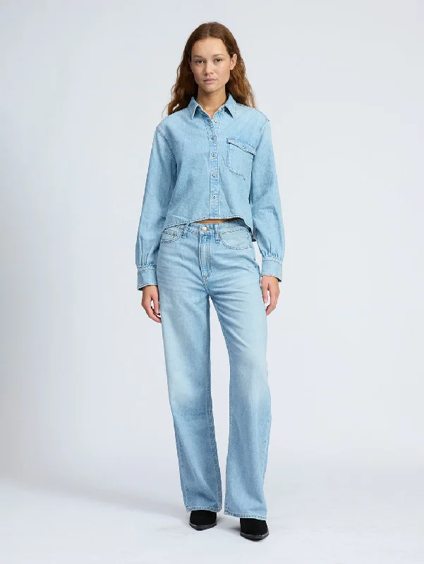 Stand-up collar design Featherweight Logan Wide Leg Jean - Greenport
