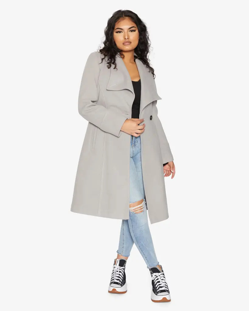 Party Wear Waterfall Lapel Double Breasted Duster Coat