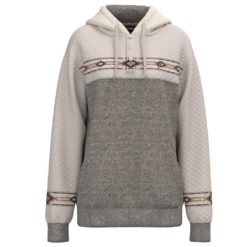 Sports Fitness Style "Jimmy" Grey /White w/ Quilted Pattern Hoody