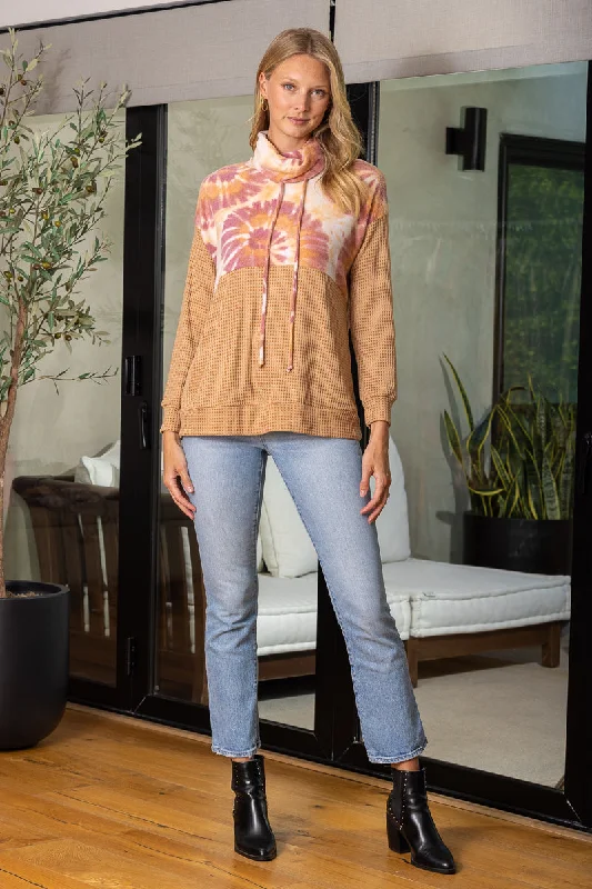 Sports Express SAND STONE COWL NECK WAFFLE KNIT TOP TT3466PB