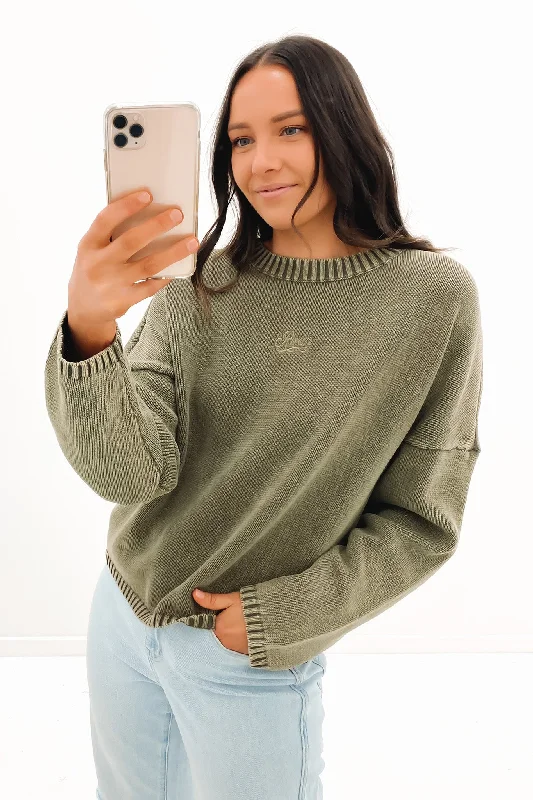 Street Fashion Style Ivy Sweater Dark Olive
