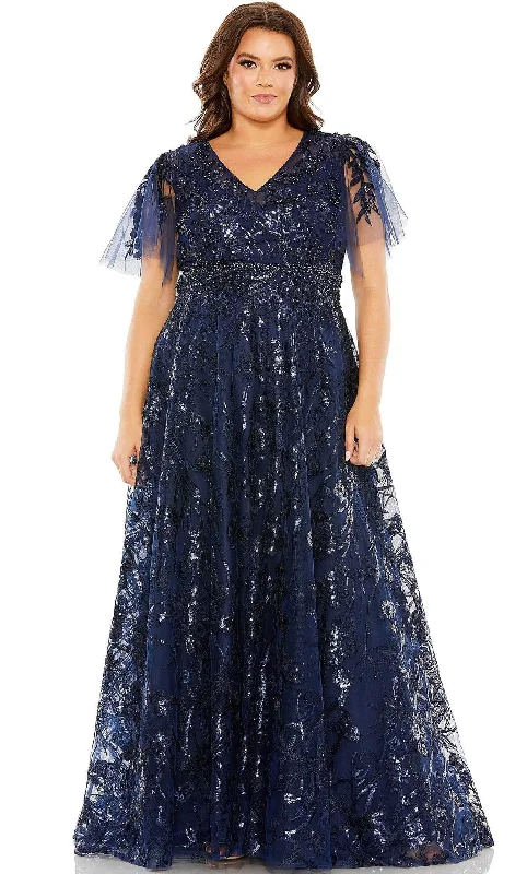 Street Casual Style Mac Duggal 20469 - Embellished V-neck Evening Dress