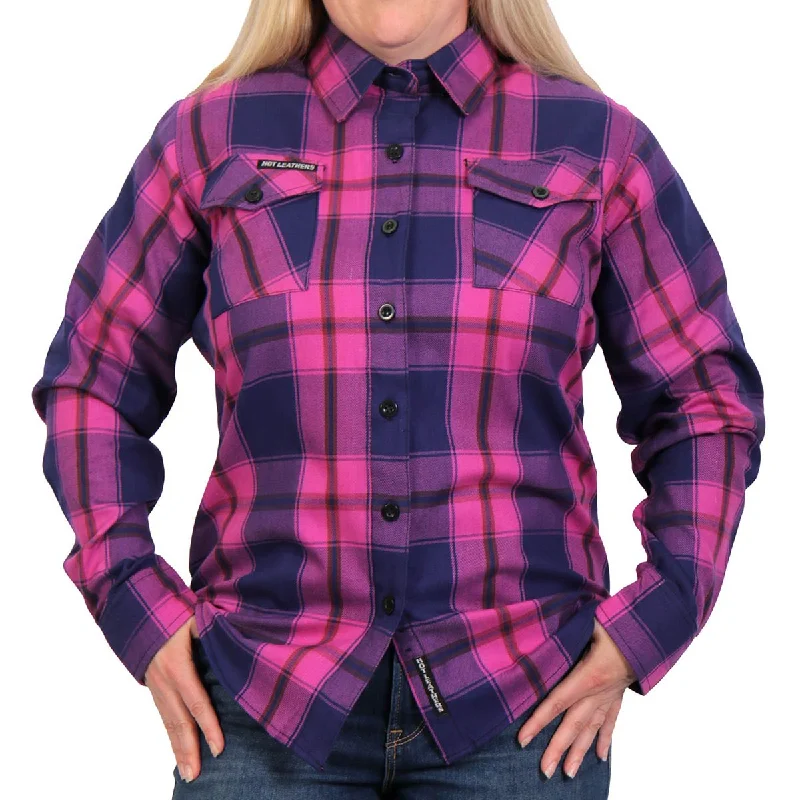 Round neck design Hot Leathers FLL3011 Ladies Pink, Navy and Brown Long Sleeve Ladies Flannel Round neck design Hot Leathers FLL3011 Ladies Pink, Navy and Brown Long Sleeve Ladies Flannel