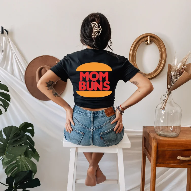 Warm and substantial MOM BUNS • Black Tee