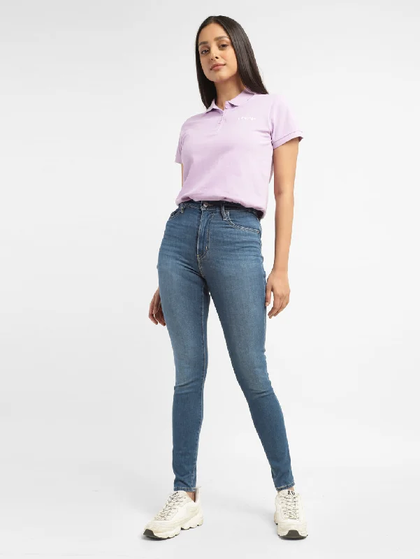 Round neck design Women's High Rise Skinny Fit Jeans