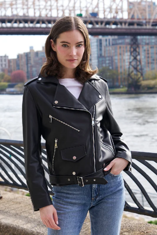 Comfortable down #422 Belted Leather Biker Jacket CLOSEOUT  $250