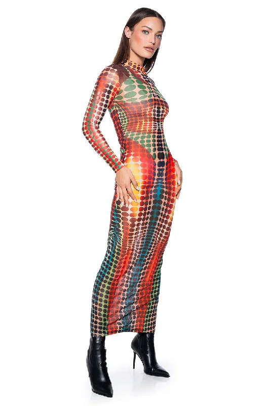 Unique prints DOTTY MESH MAXI DRESS