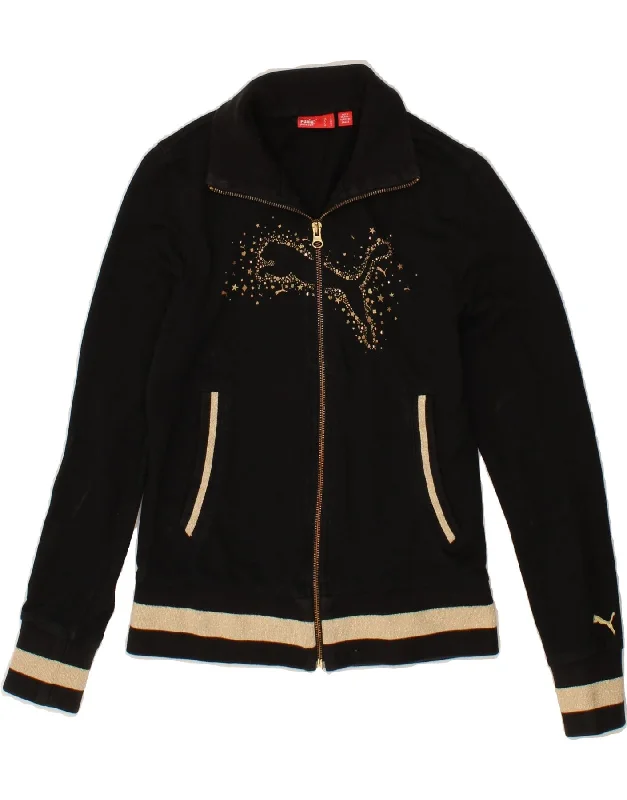 Sports Zipper Style PUMA Womens Graphic Tracksuit Top Jacket UK 10 Small Black Cotton Sports Zipper Style PUMA Womens Graphic Tracksuit Top Jacket UK 10 Small Black Cotton