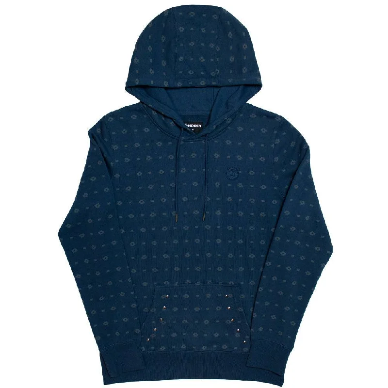 Round neck design "Mesa" Navy w/White Aztec Pattern & Silver Studs Hoody