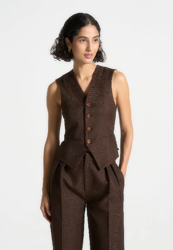 Boutique style Tailored Cinch Waistcoat - Brown