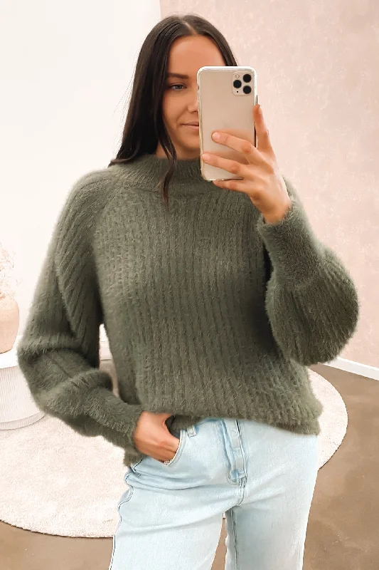 Multi-functional style Missy Oversized Knit Khaki
