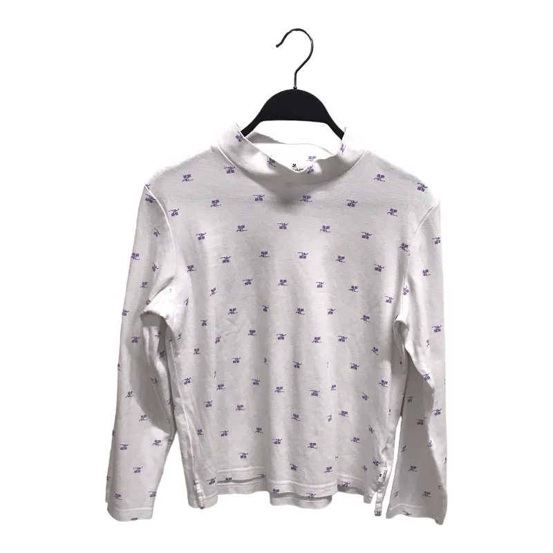 Warm Winter Series Courreges/LS T-Shirt/38/Monogram/Cotton/WHT/High Neck/