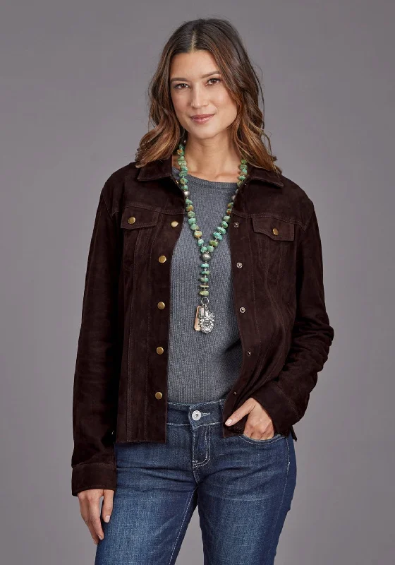 Sports suit style Stetson Womens Suede Shirt Brown Lamb Leather Leather Jacket