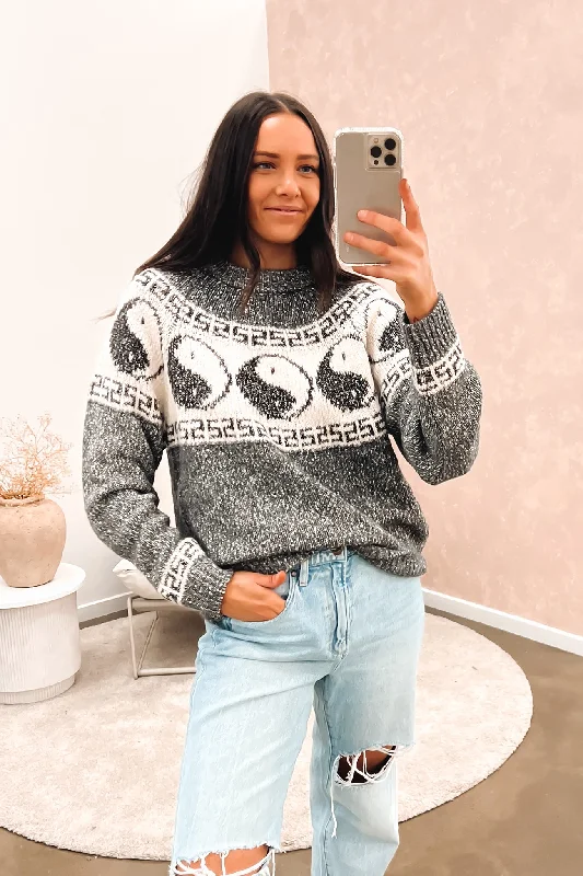 Sports Tights Yin & Yang Knit Salt & Pepper