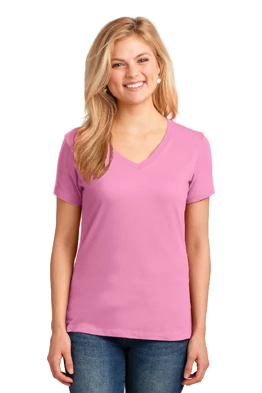 Multi-functional style Port & Company Womens Core Short Sleeve V-Neck T-Shirt - Candy Pink