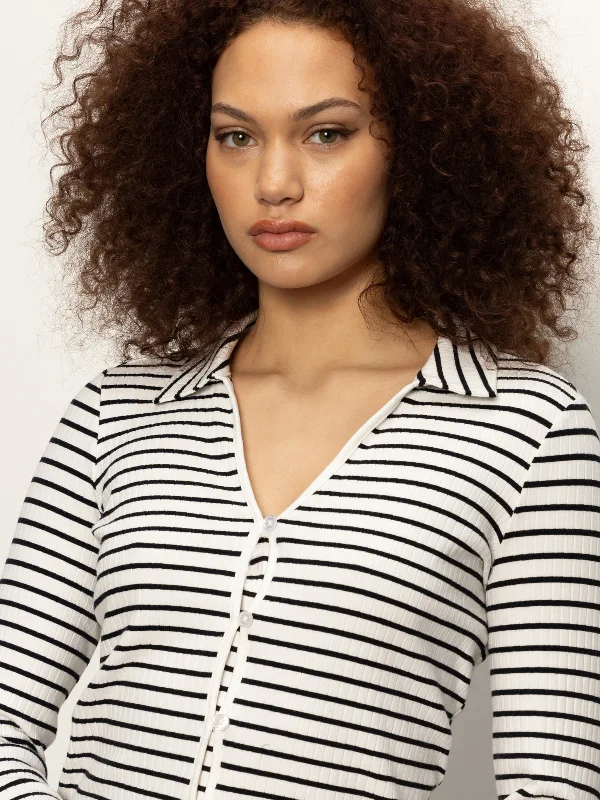 Street Letter Style Daydreamer Knit Shirt Chalk / Black Stripe