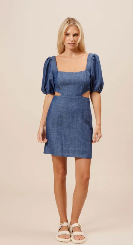 Windbreaker fashion Denim Mini Dress by Lucy Paris