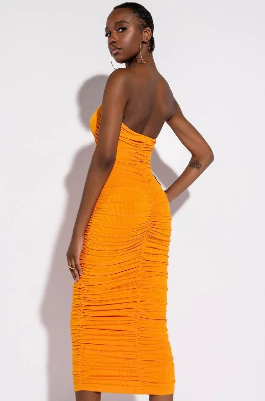 Single-shoulder Neck Design CAN'T GET ENOUGH EXTRA RUCHED MIDI DRESS