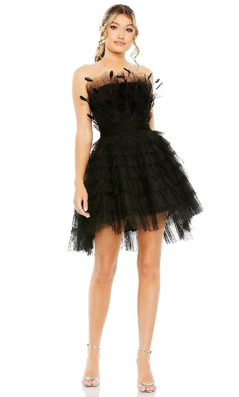 Black And White Style Mac Duggal 20529 - Strapless Feather Detail Cocktail Dress