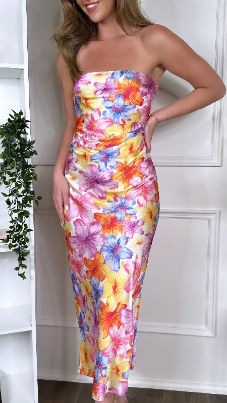 Cool Breeze At Night Morgan Pink Printed Midaxi Dress