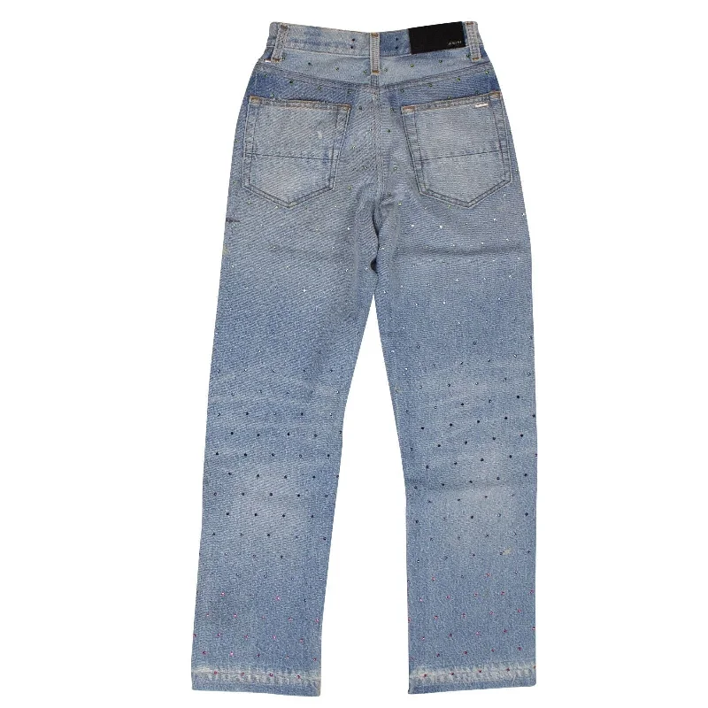 Street Style Amiri Gradient Crystal Recon Denim - Blue