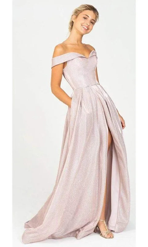 Sports Fitness Style Eureka Fashion - 9808 Off Shoulder A-Line Gown with Slit
