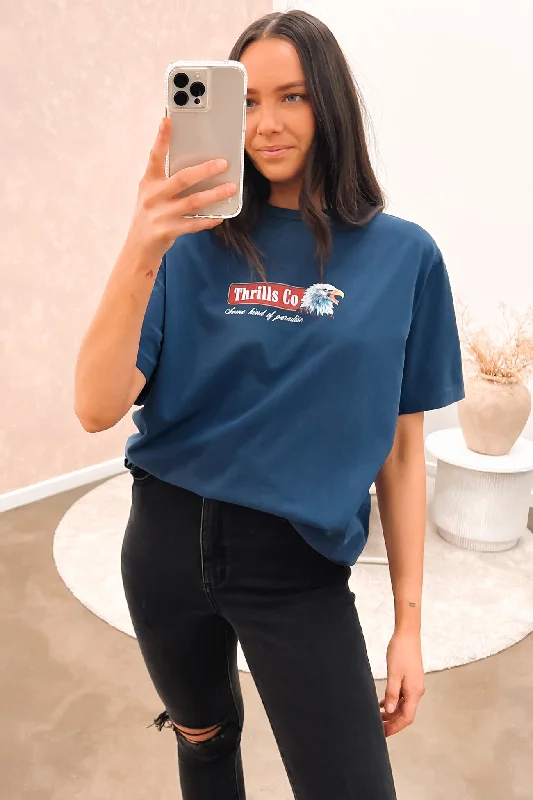 Moisture wicking Heavy Strength Merch Fit Tee Vintage Navy