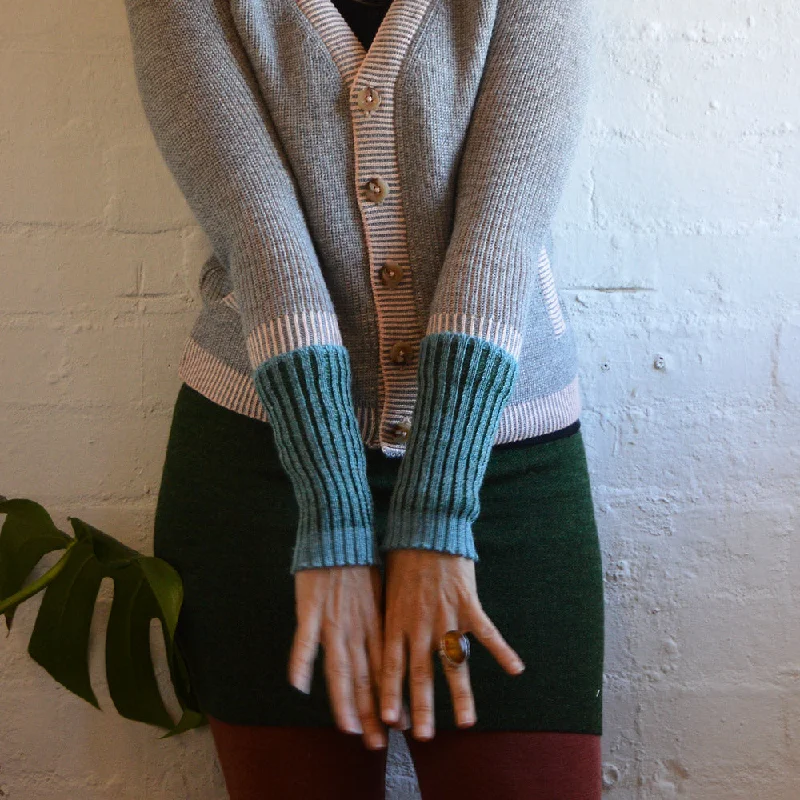 Comfortable down Brioche Rib Knit Armwarmers in 100% Baby Alpaca (Kids-Adults)