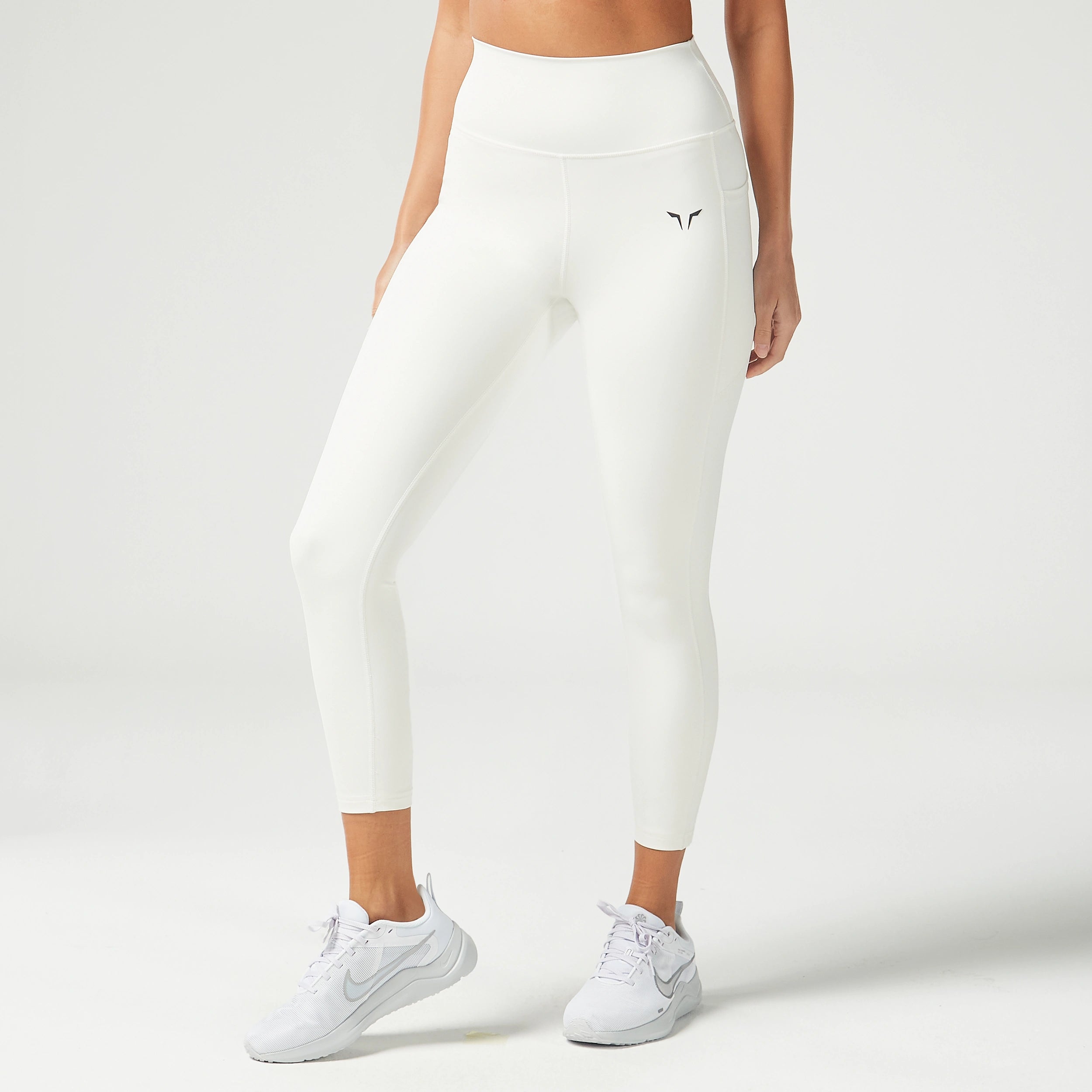 Nightclub Style Essential Cropped Double Layered Leggings 24" - Pearl White