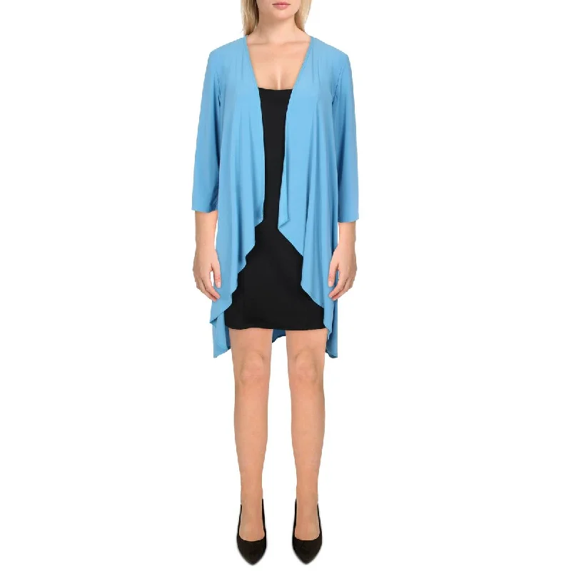 Sports Zipper Style R&M Richards Womens Knit Drapey Duster Blazer