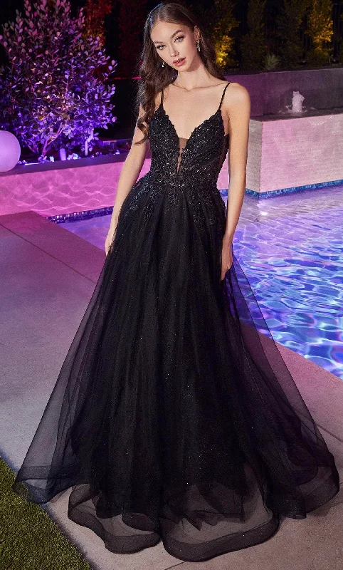 Literary Style Ladivine CD874 - Applique Tulle Long Classic Prom Dress