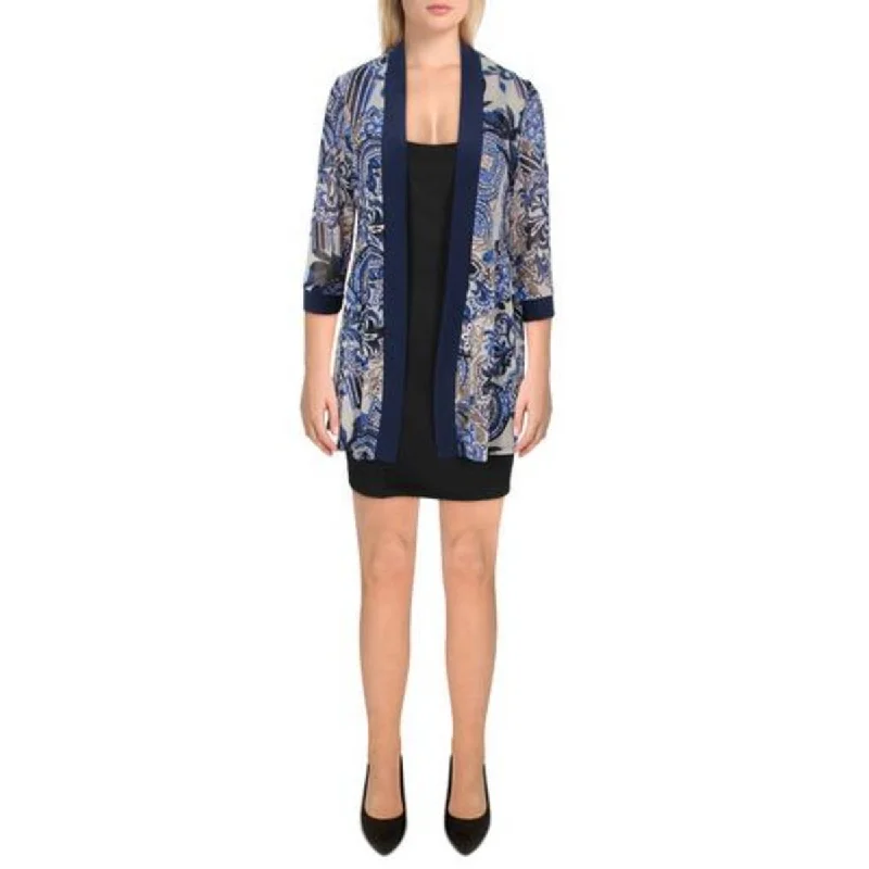Skirt style R&M Richards Womens Mesh Printed Duster Blazer