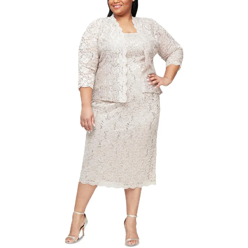 Energetic SLNY Womens Plus Lace Sequined Bolero