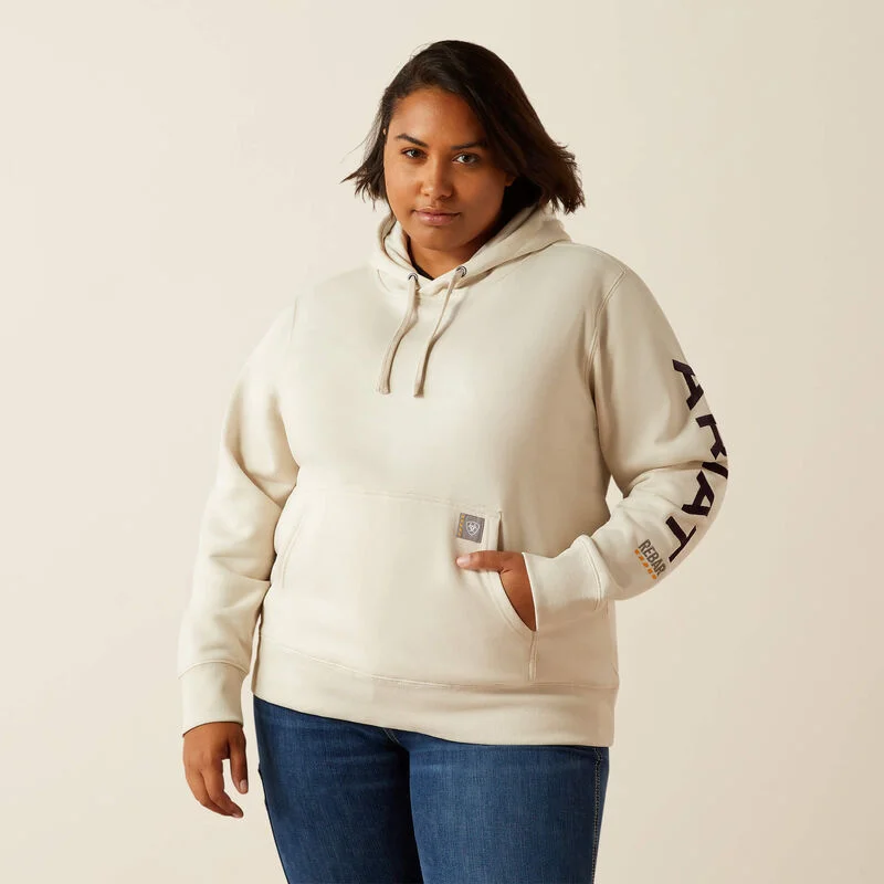 Letter embroidery Women's Graphic Hoodie, Moonbeam/Blackberry