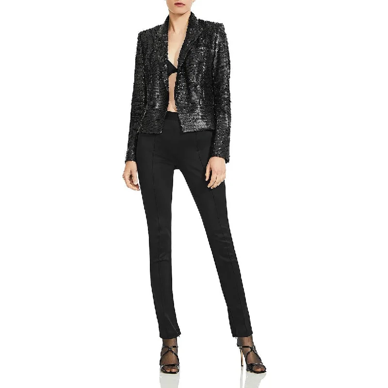 High-waisted pants style L'Agence Womens Brooke Sequined Open Front Double-Breasted Blazer