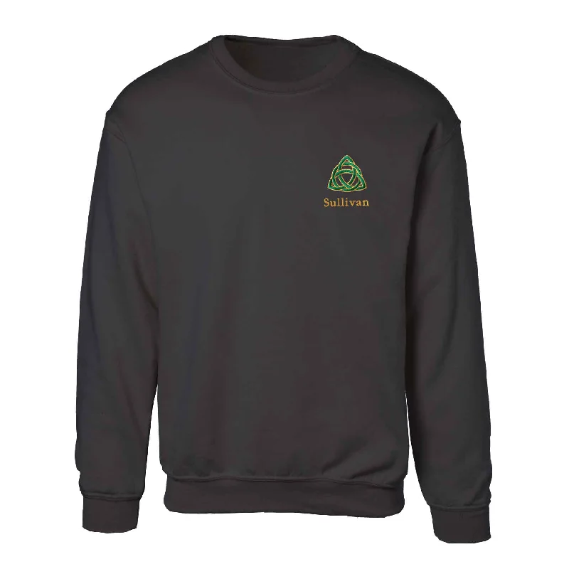 Advanced Customization Celtic Trinity Knot Embroidered Personalized Sweatshirt- Black