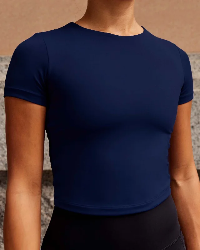 Hip-hop Style Staple Cropped Tee - Midnight Blue