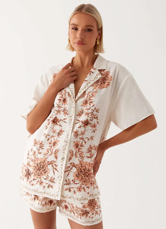 Creative Style Dreamy Days Oversized Linen Shirt - Ivory