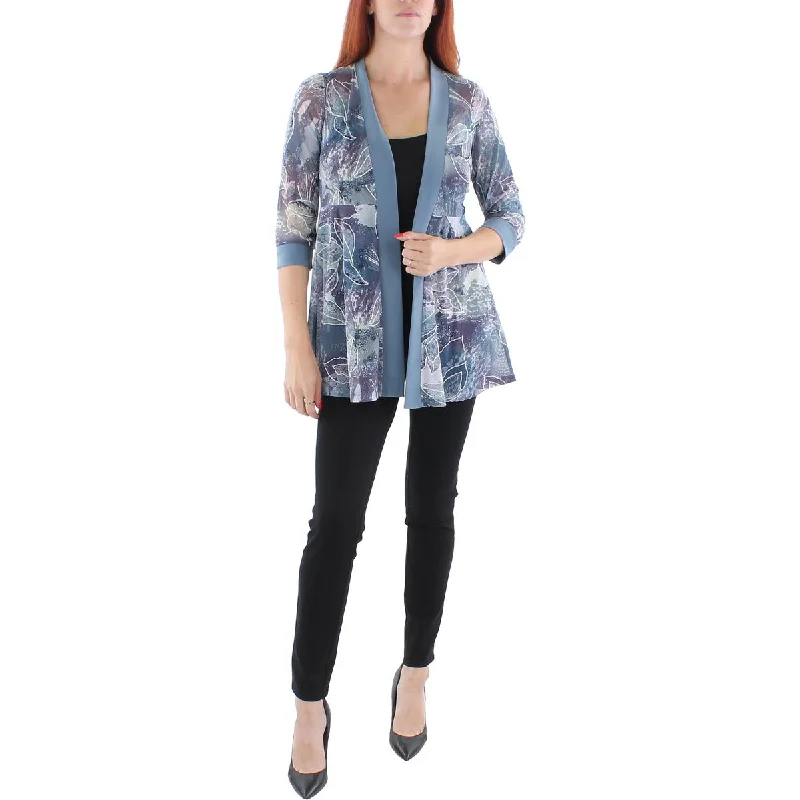 Sports High Waist Style R&M Richards Womens Petites Mesh Printed Duster Blazer