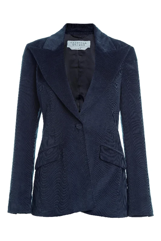 Exquisite workmanship Leiva Blazer in Dark Navy Sea Island Cotton Corduroy