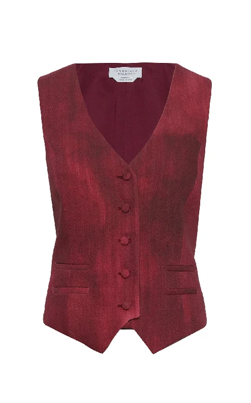 Sports Vitality Style Coleridge Vest in Bordeaux Virgin Wool
