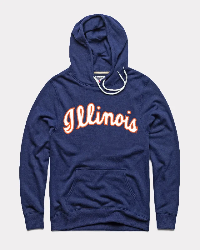 Round neck design University Of Illinois Arch Vintage Navy Hoodie