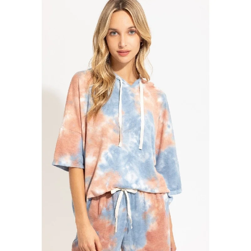 Literary Style Knit Tie Dye Hoodie